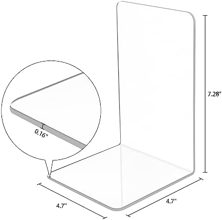 10 Pcs Clear Acrylic Bookends, Heavy Duty Book Ends for Shelves - Image 2