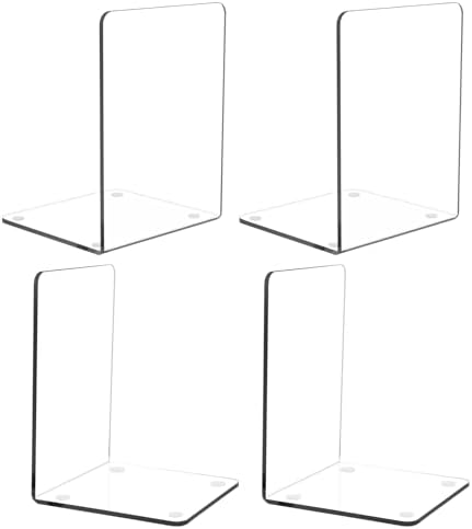 MerryNine 2 Pair Plastic Acrylic Bookends Pair Organizer Bookshelf Decor Decorative Bedroom Library Office School Supplies Stationery Gift (3.54x4.72x6.7 Inch) by MerryNine