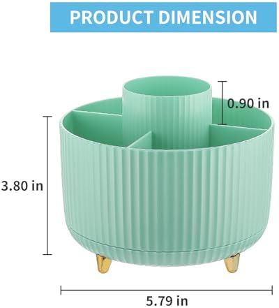 Marbrasse Desk Organizer, 360-Degree Rotating Pen Holder, Desk Organizers and Accessories with 5 Compartments Pencil Holder, Art Supply Storage Box Caddy for Office, Home (Mint Green) - Image 5