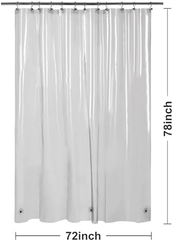 Barossa Design Clear Black Long Shower Curtain Liner 72x78 - Image 7