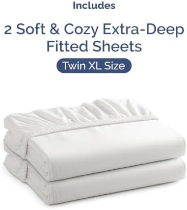 CGK Linens 2 Pack Extra Deep Twin XL Fitted Sheets - White - Image 4