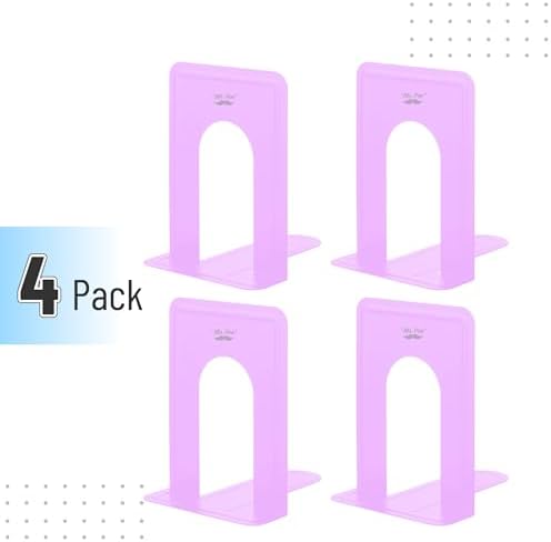 Mr. Pen- Book Ends, 4 Pack, Purple, Heavy Duty Metal Bookends for Shelves - Image 2