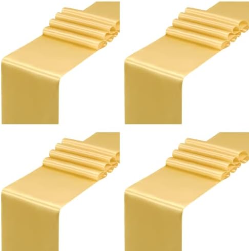 SiinvdaBZX 4 Pcs Gold Satin Table Runner 12 x 108 inches Long by SiinvdaBZX