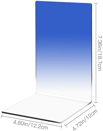 Honagu Book Ends, Acrylic Bookends, Clear Book End for Shelves, Desk Book Organizer, Book Stopper, Book Holder Stand Decorative for Heavy Books, CDs, Video Games (1 Pair/2 Pieces, Gradient Royal blue) - Image 2
