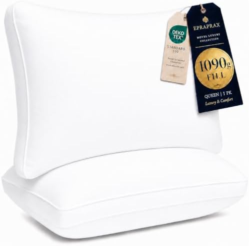 Hotel Collection Bed Pillow Queen Size 1 Count Down Alternative Filling Soft & Fluffy Breathable Pillow for Back, Stomach or Side Sleepers, Machine Washable (Queen (U.S. Standard)) by Unknown