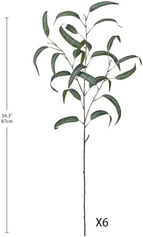 Faux Eucalyptus Stems - 34' Long Fake Salix Leaves 6 Pcs Artificial Greenery Stems for DIY Bouquet Arrangements, Centerpieces, Shower Decorations - Image 5