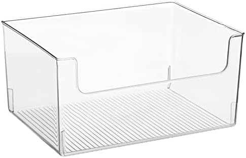 mDesign Large Modern Plastic Open Front Dip Storage Organizer Bin Basket for Kitchen Organization - Shelf, Cupboard, Cabinet, and Pantry Organizing Decor - Ligne Collection - Clear - Image 6
