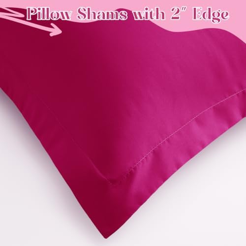 Homiest Hot Pink Euro Sham Covers 24x24 Inch, Set of 2, Wide Flange - Image 6
