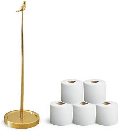 Bird Toilet Paper Holder Stand for 4 Rolls, Cute Animal Bathroom Decor, Funky Decorative Freestanding Toilet Roll Holder - Gold by Wismay