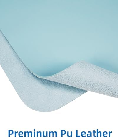 AFIING Leather Desk Pad Protector,Mouse Pad,Office Desk Mat, Non-Slip PU Leather Desk Blotter,Large Desk mat,Waterproof Keyboard mat for Office/Home/Decor (Light Blue,48"" x 17"") - Image 2
