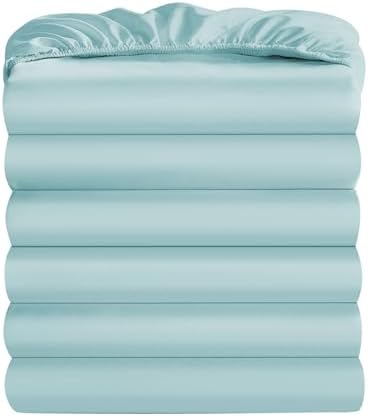 Maple&Stone Twin Fitted Sheet Only, Bulk Pack of 6 Navy Blue Sheets by MapleStone