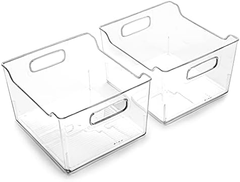 BINO | The Lodge Collection | Plastic Storage Bins - 2 Pack | Multi-Use Organizer With Built-In Handles | BPA-Free | for Pantry, Home, Fridge, and Freezer Organization by BINO