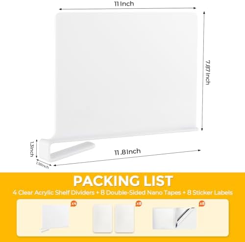 White Acrylic Shelf Dividers for Closets Organizer & Storage,12 Pack - Image 2