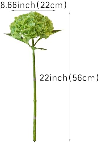 DUYONE 22" Real Soft Touch Hydrangea Artificial Flowers Realistic,Large Long Stem Fake Flowers Full Latex Faux,Wedding Bouquet,Party Home Decor,Garden Office Room Table Centerpieces Green 3Pcs - Image 3