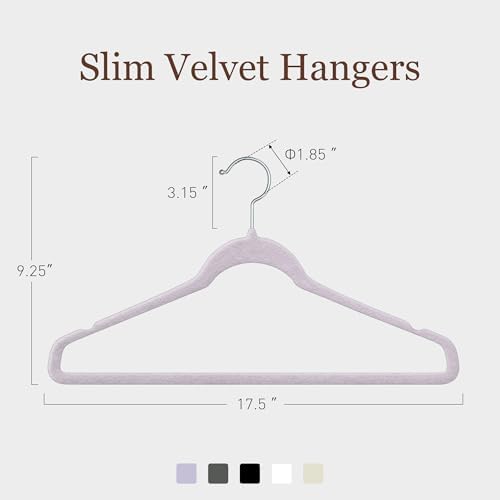 Velvet Hangers 30 Pack, 17.5" Non-Slip Clothes Hangers, Purple - Image 2