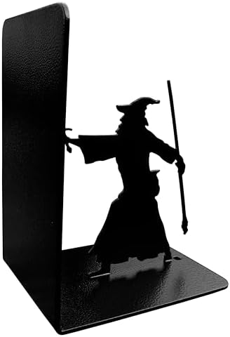 Decorative Bookends - Metal Book Ends - Black Finish - Wizard bookends Magical Bookends - 7" Tall bookends Heavy Bookends for Shelves - Image 5