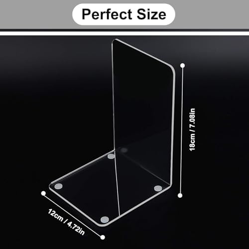 MerryNine Clear Acrylic Book Ends Bookends for Shelves - Image 2