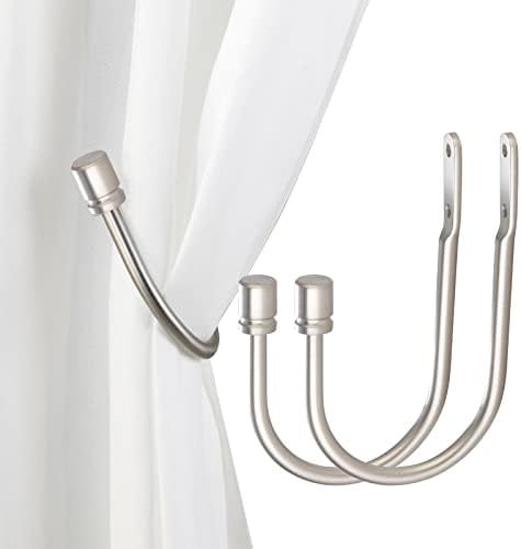 Arnorx Decorative Curtain Holdbacks, Wall Mounted Tiebacks, Metal Drapery Hooks, 2 PCS, Matte Brushed Nickel by ARNORX