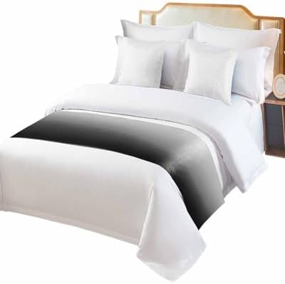 Abstract Grey Black Ombre Bed Runners for Bedroom Hotel,Decorative Bedding Scarf Modern Minimalist Art Bed End Blanket Bedding Runner Scarves for Full Size Beds,83x20in - Image 2