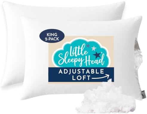 Little Sleepy Head Bed Pillow for Sleeping – Soft & Supportive Hypoallergenic Pillow with Down-Like Fill - King Size Pillow 2 Pack, 20x36 by LittleSleepyHead