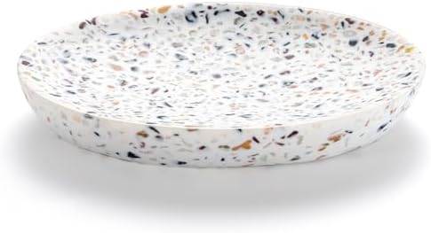 Luxspire Oval Soap Dish, Non-Slip Resin Holder with Drainage, Terrazzo by Luxspire