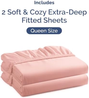 CGK Linens 2 Pack Extra Deep Queen Fitted Sheets - Baby Pink - Image 4