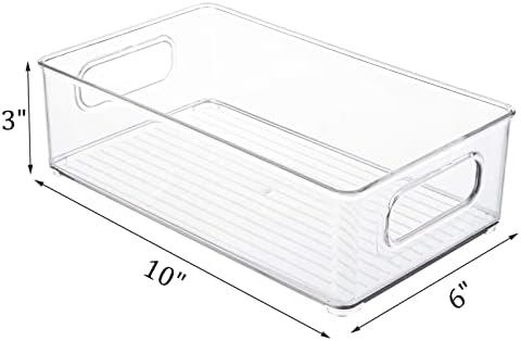 Kingrol 6 Pack Plastic Storage Bins for Pantry, Refrigerator, Countertop, Cabinet Organization, Stackable Food Storage Organizer with Handles, BPA Free, 10 x 6 x 3 Inch - Image 2