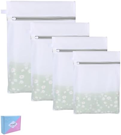 Mesh Laundry Bags, Mesh Wash Bags Durable Mesh Structure with Strong Zipper, Suitable for Underwear, Delicate Clothes, Pants, Shoes (Small Fine Mesh, XS+S+M+L(10*12in+12*16in+16*20in+20*24in) by RICHERI