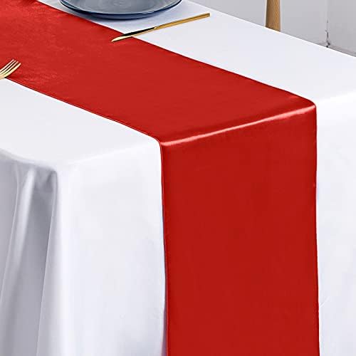 SiinvdaBZX 4 Pcs Red Satin Table Runner 12 x 108 inches Long by SiinvdaBZX
