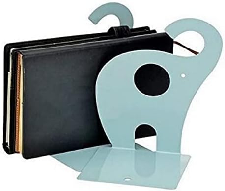 one Pair Cute Cartoon Elephant Nonskid Bookends Art Bookend Metal Bookends (Blue) - Image 2