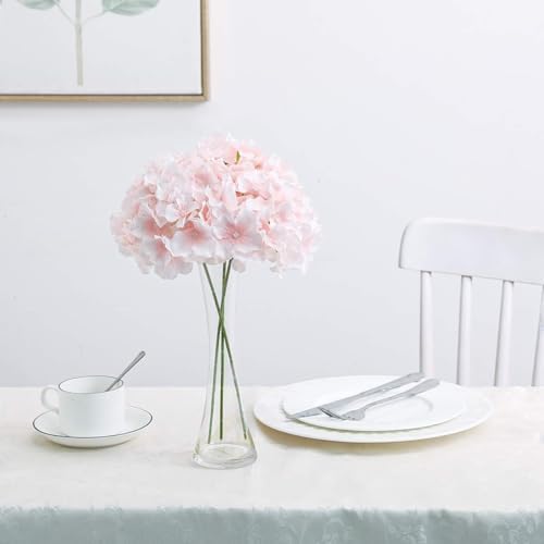 Fake Pink Hydrangea Artificial Flowers - Faux Silk Hydrangeas Flowers Heads with Stems Real Touch for Home Wedding Party Table Decor(Pink,Pack of 10) - Image 5