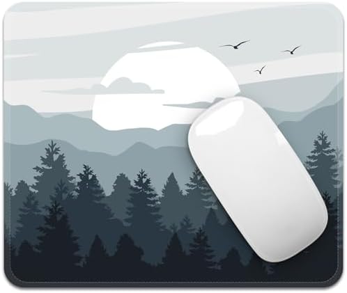 FROGIGO Mouse Pad with Stitched Edges - Nature Landscape Mousepad for Women, 9.25 x 7.75 inch Washable Square Desk Pad, Non-Slip Rubber Base, Office Home Laptop Accessories - Misty Mountain by FROGIGO