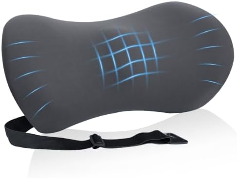 Lumbar Support Pillow for Office Chair and Car Seat, Lumbar Pillow with Adjustable Strap, Memory Foam Back Pillow for Lower Back Pain Relief, Back Support Pillow for Sitting, Driving, Traveling by FOUSUPDT