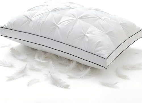 Goose Feather Down Bed Pillow King 1 Pack with Gusseted Design by KUSNUG-CozySleep