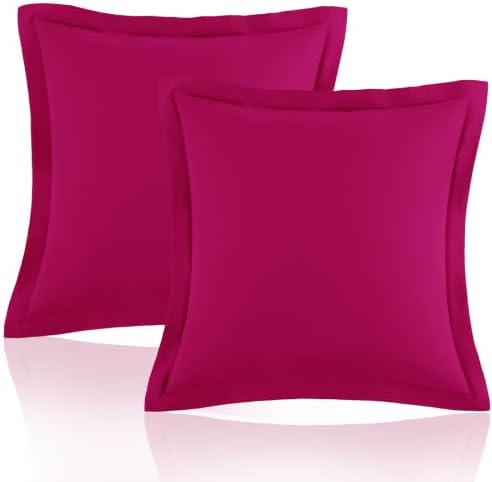 Homiest Hot Pink Euro Sham Covers 24x24 Inch, Set of 2, Wide Flange by Homiest