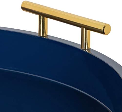 Kate and Laurel Lipton Modern Round Tray, 15.5" Diameter, Navy Blue and Gold, Decorative Accent Tray for Storage and Display - Image 3