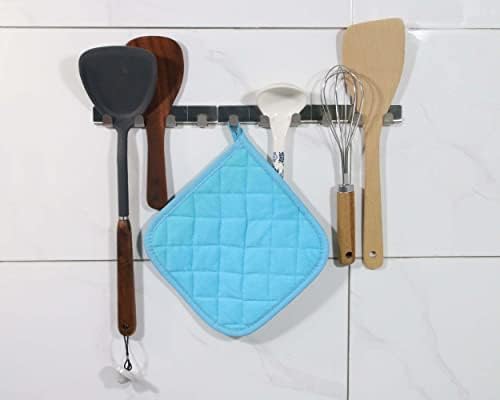 5 PCS Pot Holders for Kitchen, Cotton Potholers with Great Heat Resistance, Hot Pads, Trivets for Cooking and Baking Blue - Image 4