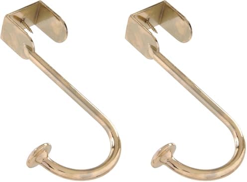 Hardware Essentials 852907 Over The Door Hook Brass (Pack of 2) by Hardware+Essentials