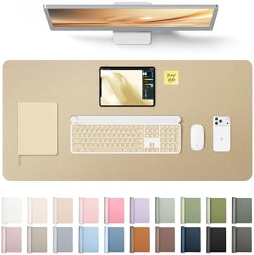 YSAGi Leather Desk Pad Protector, Office Desk Mat, Large Mouse Pad, Non-Slip PU Leather Desk Blotter, Laptop Desk Pad, Waterproof Desk Writing Pad for Office and Home (Gold, 31.5" x 15.8") by YSAGi