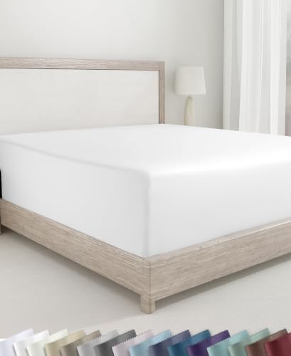 California Design Den Soft 100% Cotton Sateen Twin XL Fitted Sheets, White by CaliforniaDesignDen