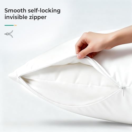 Cooling Curved Queen Pillow Case for Sider Sleeper Breathable Cool Silky Soft Pillow Cover with Zipper for Hot Sleepers,Hair and Skin Friendly,White,1 Pack,20x30IN - Image 5