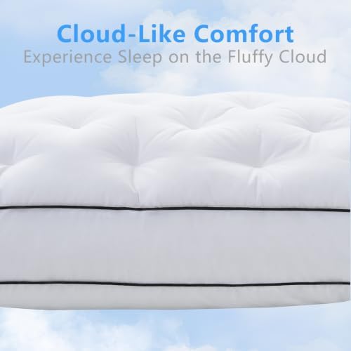 YOUR MOON Extra Soft Support Pillows King Size Set of 2, Luxury Fluffy Down Alternative Pillow for Sleeping, Medium Thick Pillows, 100% Cotton Shell Bed Pillow (White) - Image 3