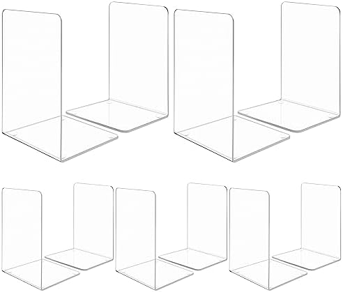 10 Pcs Clear Acrylic Bookends, Heavy Duty Book Ends for Shelves by SOKOSEY