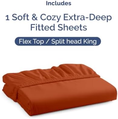 CGK Extra Deep Flex Top Split Head King Fitted Sheet Only - Terracotta - Image 4