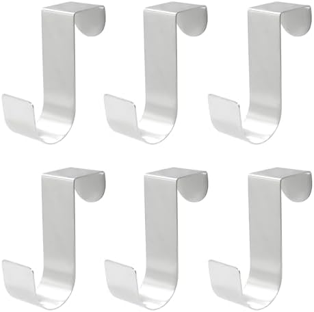 6 Pack Over The Cabinet Door Hook, 70mm Metal (Silver) by Kyuionty