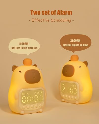 Capybara Alarm Clock for Kids, Cute Kid Night Light Toddler Alarm Clocks - Image 4