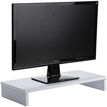 Mind Reader Woodland Collection, Monitor Stand, 33 lb. Capacity, Desktop Organizer, White by MindReader