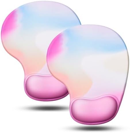 JIKIOU Ergonomic Mouse Pad with Gel Wrist Rest 2Pack,Portable Small Rainbow by JIKIOU