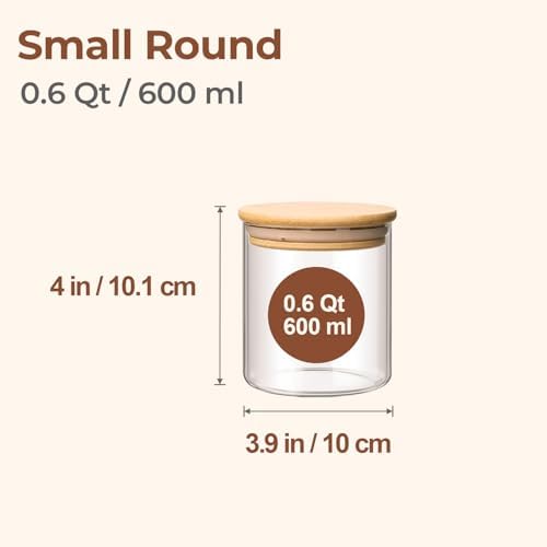ComSaf Glass Storage Containers with Lids 0.6 Qt, 6 Pack Small Glass Jars - Image 2