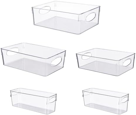 UFORU 5 Pack Clear Plastic Pantry Organizers and Storage with Handles by UFORU